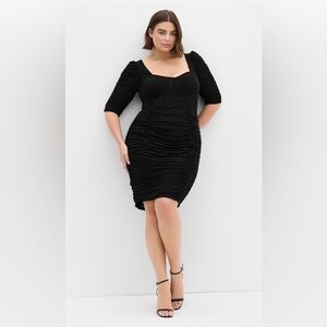 City Chic Black Bustier Elbow Sleeve Dress